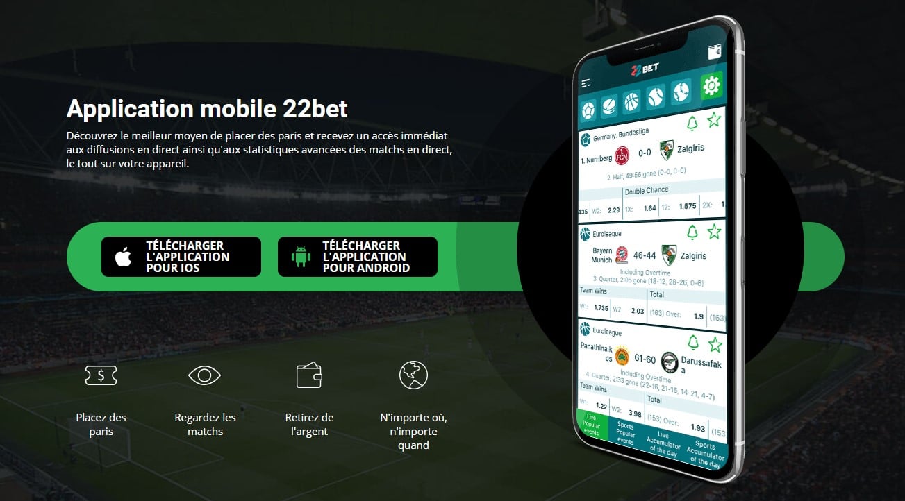 Appli mobile 22bet
